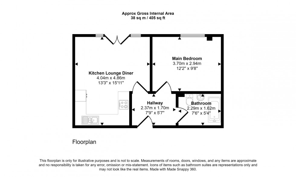 Floorplan for Flat , Berkeley Court,  Masons Hill, Bromley