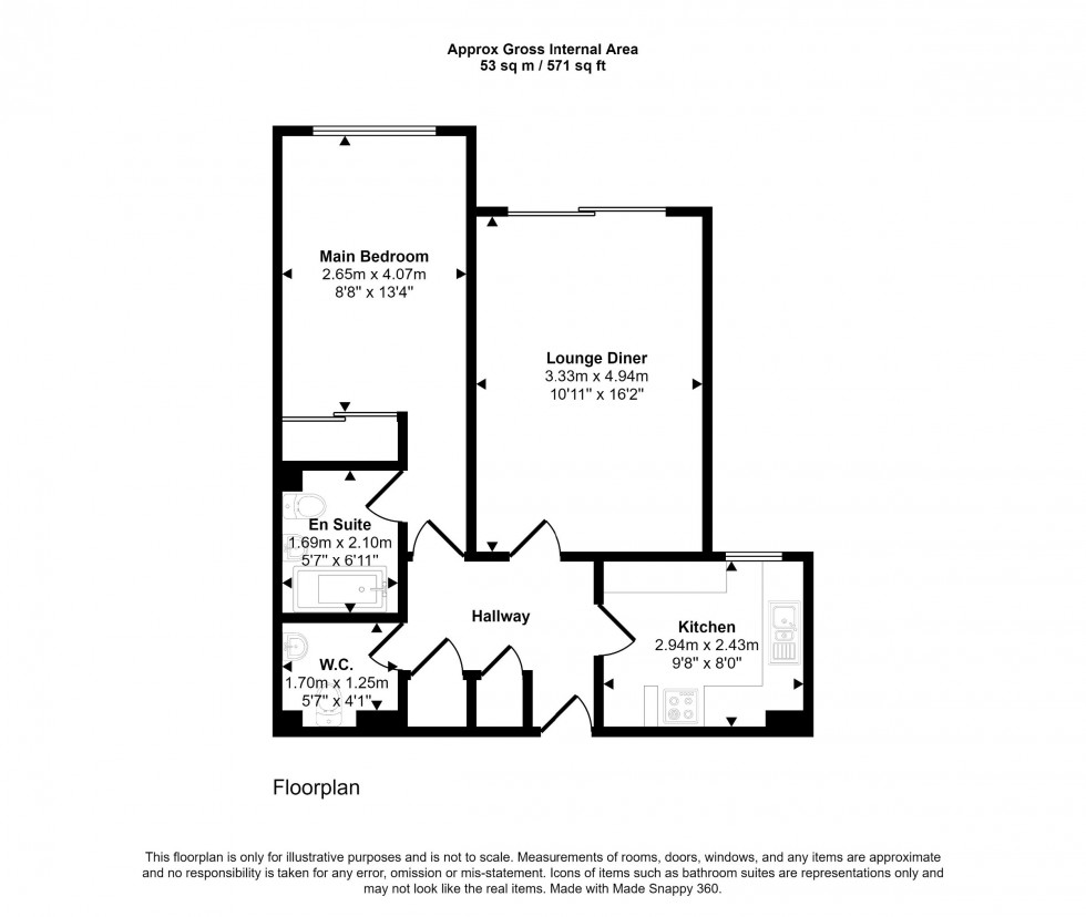 Floorplan for Flat , Luscombe Court,  Park Hill Road, Bromley